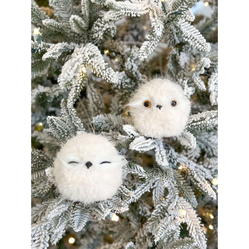 [C2530] Set de 2 búhos fluffy blancos