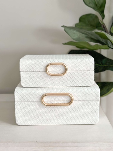 [21579] Set de 2 cajas decorativas blancas