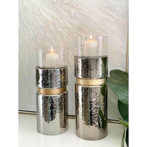 [76401-SILV Y 76402-SILV] Set de 2 candelabros doble uso plateado y dorado