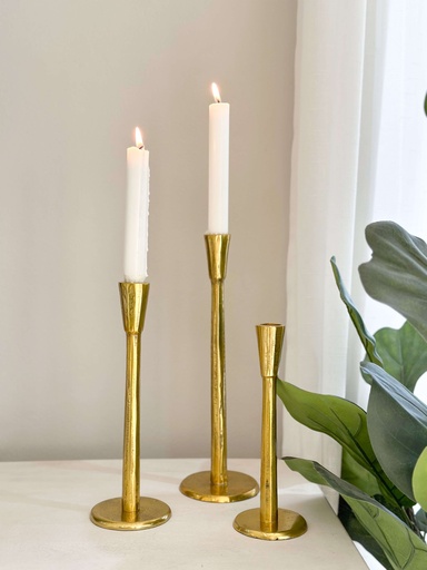 [30308] Set de 3 Candelabros dorados de metal