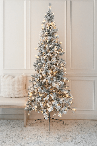 [TR70702FPLC] Árbol nevado pre-iluminado de 7 pies